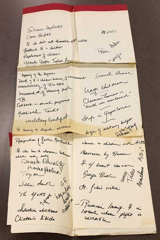 Oversize paper with handwritten notes
