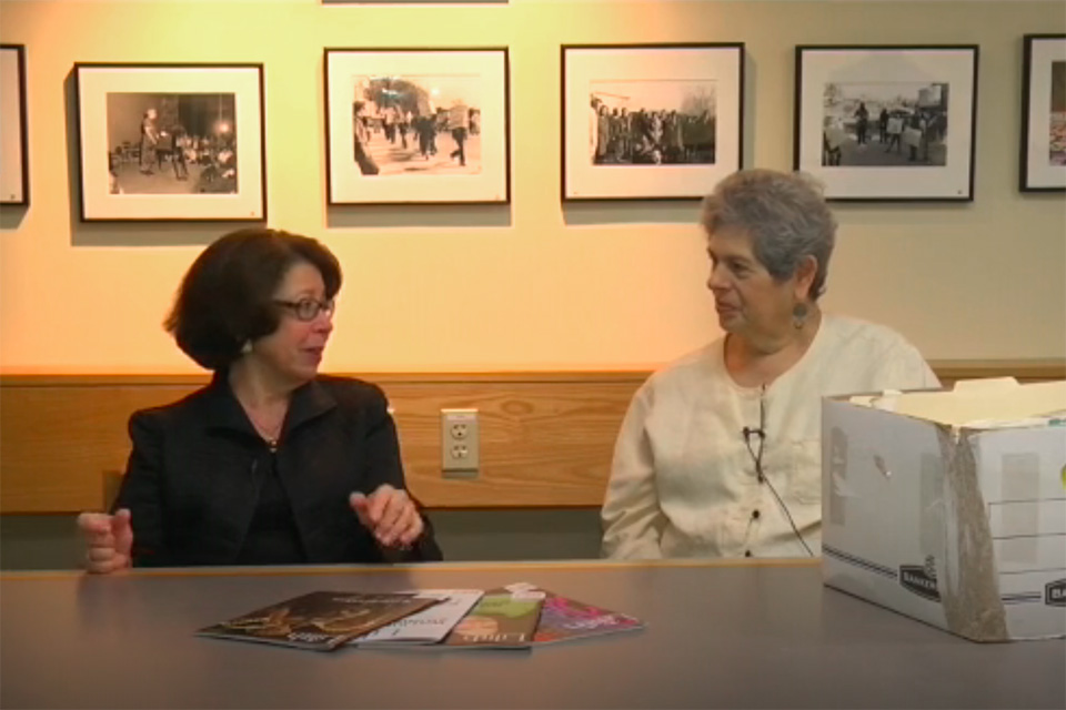 Joyce Antler and Susan Weidman Schneider with Lilith Magazine collection materials