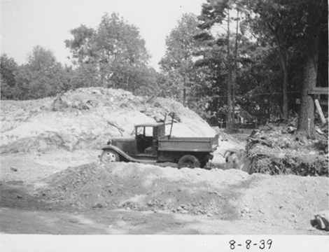 Excavation in progress. Picture shows a truck on the site.