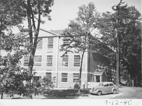 Photo of the building with its scaffolding removed, nearly completed.