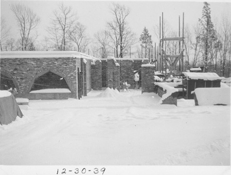 Arches. On the left half of this photograph are the arches that were in the Middlesex University stable and later the Brandeis Central Development Records office. 