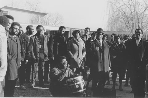 Students protesting in support of the occupying students. January 8-18, 1969