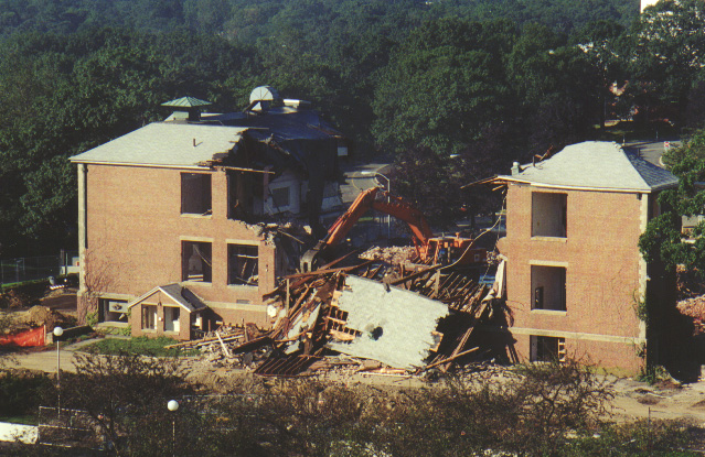 Corner of building coming down