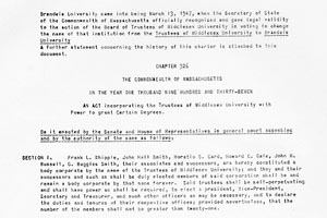 Charter of Brandeis University, Copy as revised, March 13, 1947. Typewritten page.