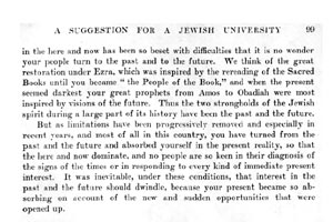 Second page from article from The Menorah Journal, titled "A Suggestion for a Jewish University: A Menorah After-Dinner Address." By G. Stanley Hall. Page number in upper right is 99.