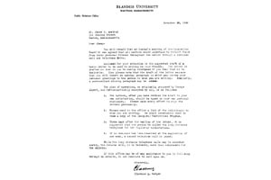 Letter to James Axelrod, member of the Board of Trustees, from Clarence Berger, Director of the Public Relations office. This typewritten letter on university letterhead is dated November 16, 1948.