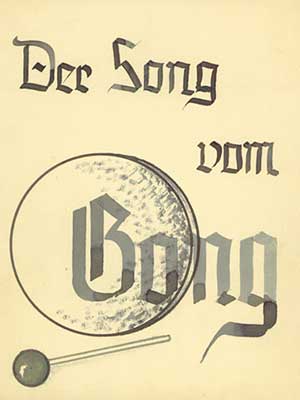 A drawing of a tamborine and the words "Der Song vom Gong"
