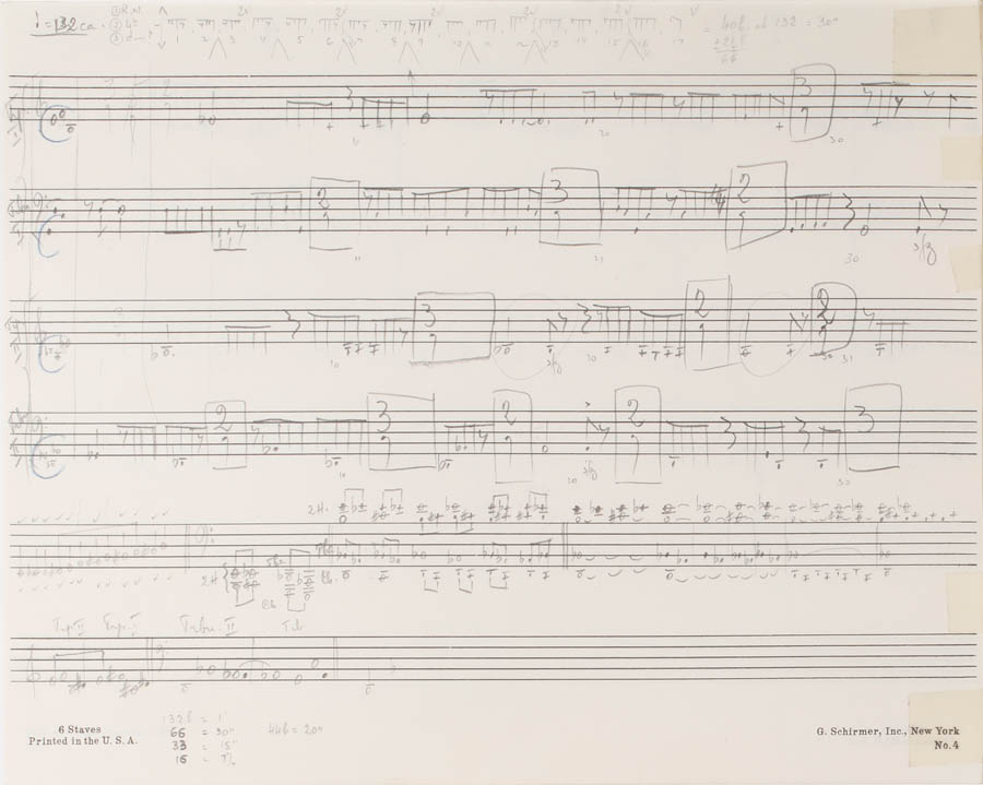 Musical notation - <cite>Textures</cite>. In pencil on manuscript paper