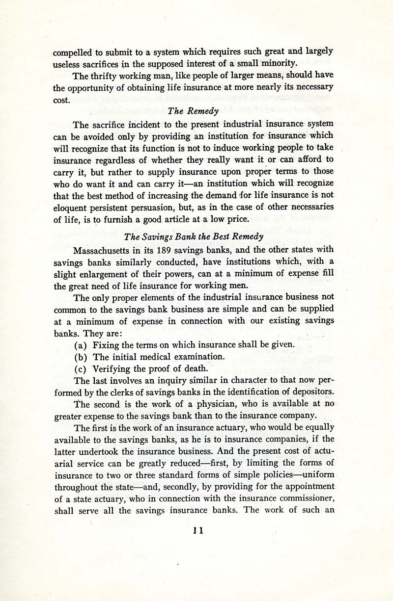 Page from 'Savings Bank Life Insurance: Wage Earners’ Life Insurance' by Louis D. Brandeis