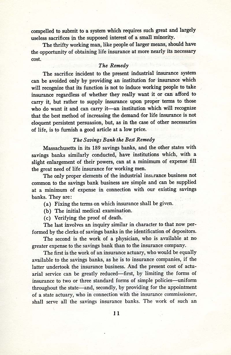 Savings Bank Life Insurance: Wage Earners’ Life Insurance by Louis D. Brandeis