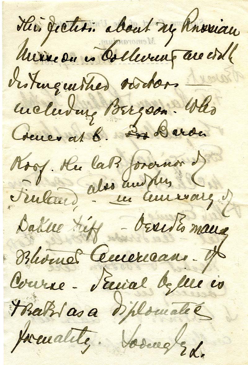 Black ink handwritten letter from Louis D. Brandeis to Alice G. Brandeis on creased paper (scan)