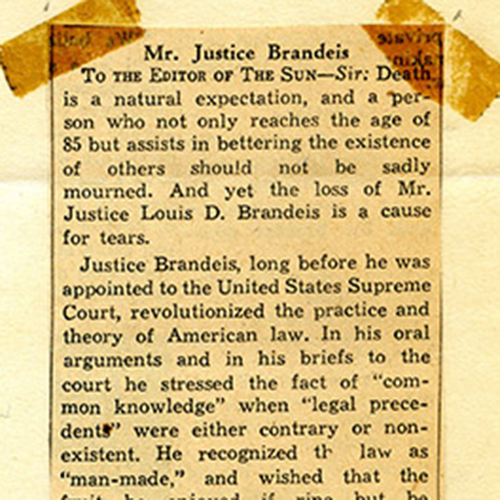 MR. JUSTICE BRANDEIS AND THE UNIVERSITY OF LOUISVILLE [SIGNED BY