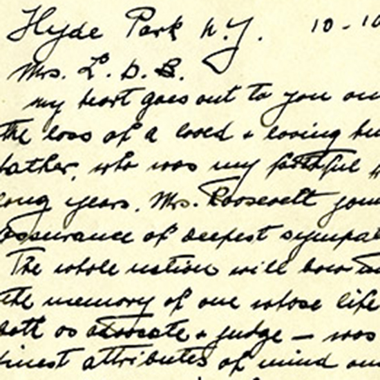 The letter was addressed from Hyde Park, New York.