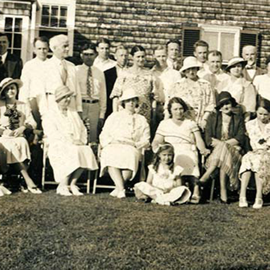 Photograph of the Brandeis family posing in two rows