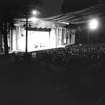 Audience at the Festival listening to a performance of "At the Jazz Band Hall"