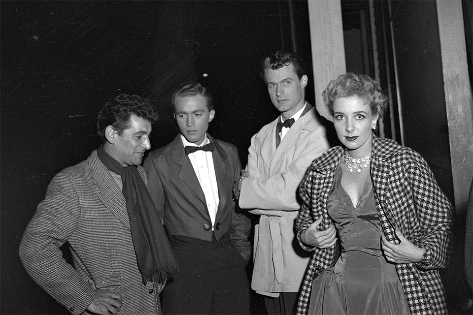 Leonard Bernstein and three friends at the festival