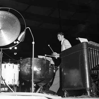 Drummer during the performance of "High Society."