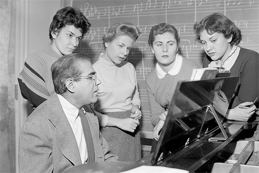 Arthur Berger with students