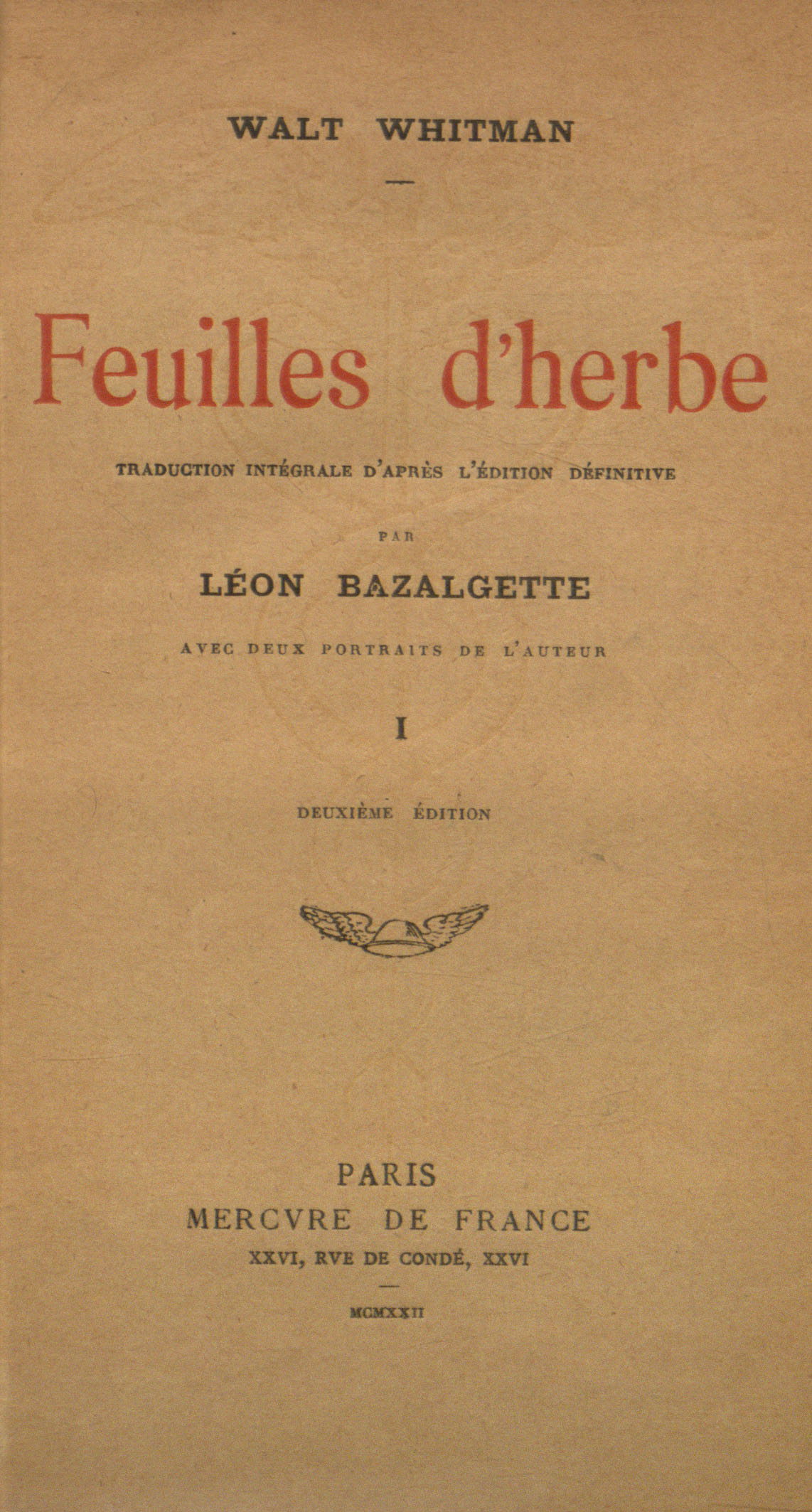 French edition of Leaves of Grass