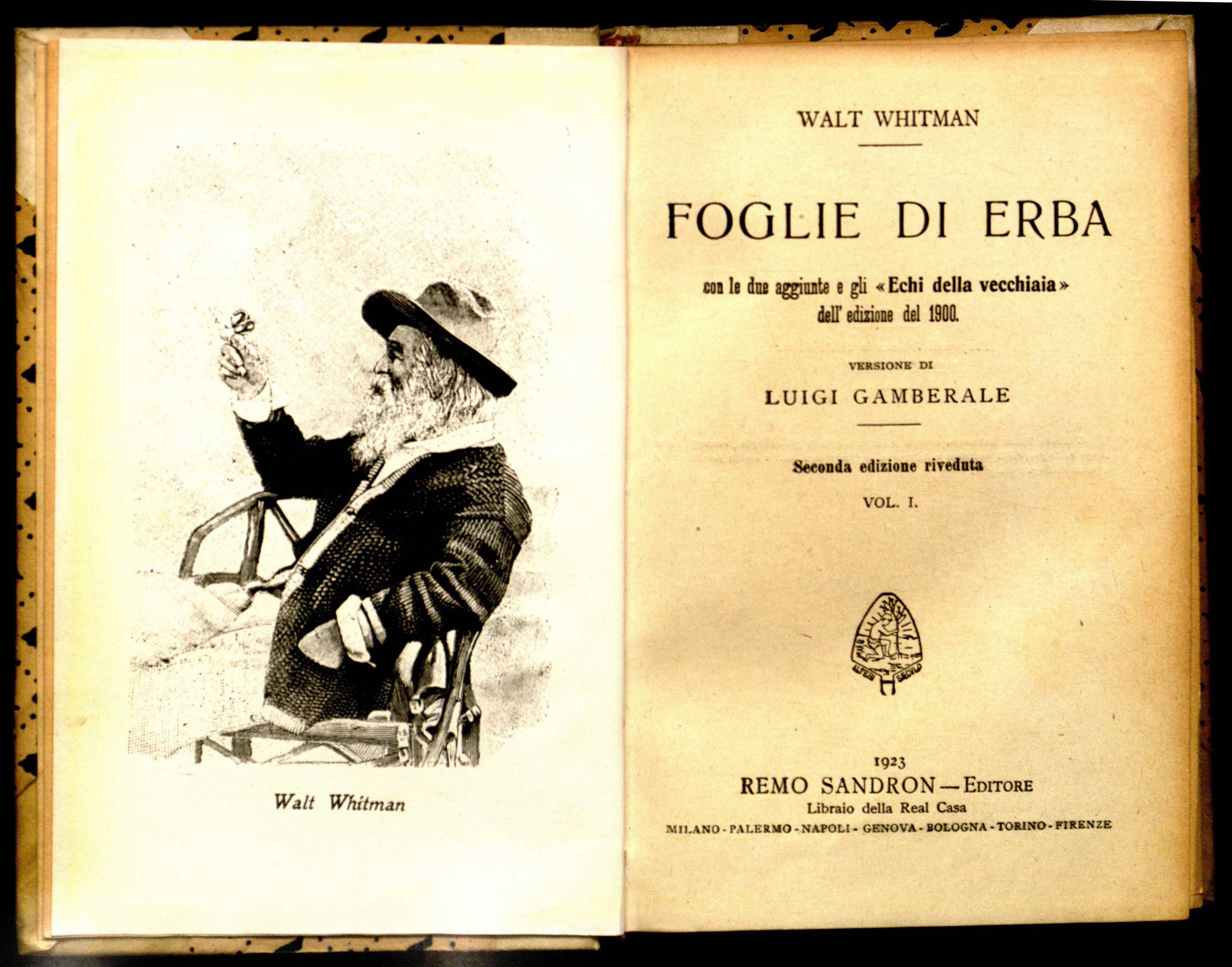 Italian edition of Leaves of Grass, title page
