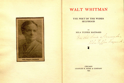 Featurebox image for Writings About Whitman with image of title page of Maynard book
