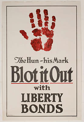 Poster: The Hun, His Mark -- Blot it Out. with image of a red hand print