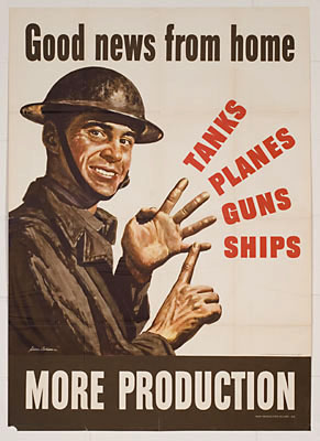 "Good News from Home: More Production," Steven Dohanos, U.S. Government Printing Office, 1942; 40x29"
