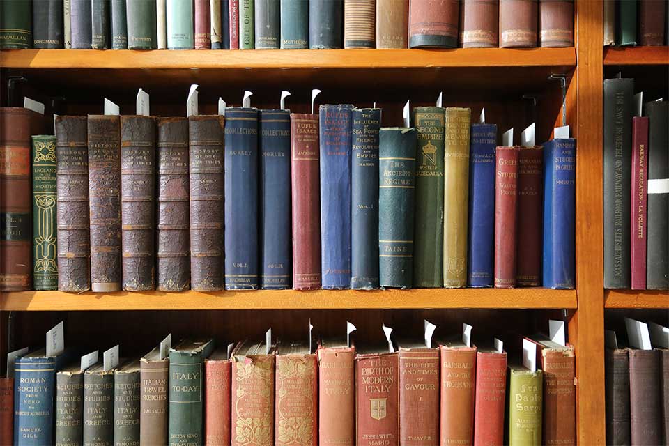 Colorful books on a shelf