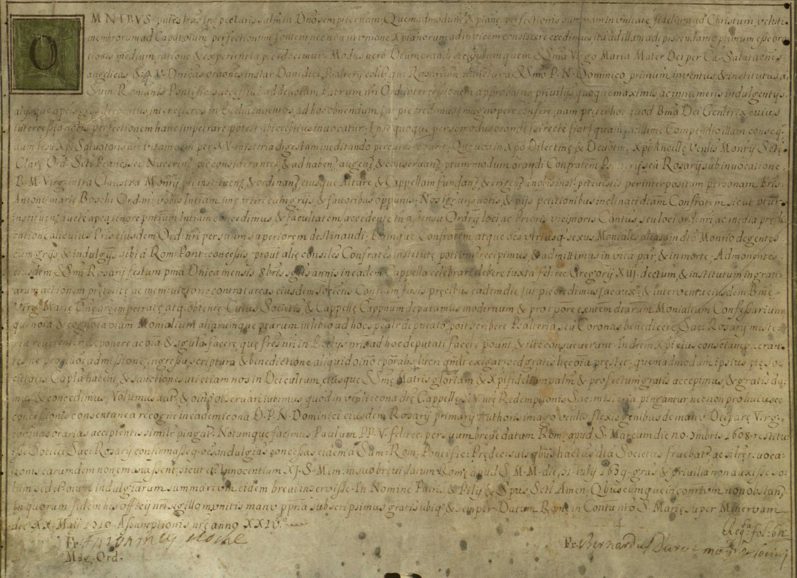 Dominican text block from Charter of the Confraternity of the Holy Rosary