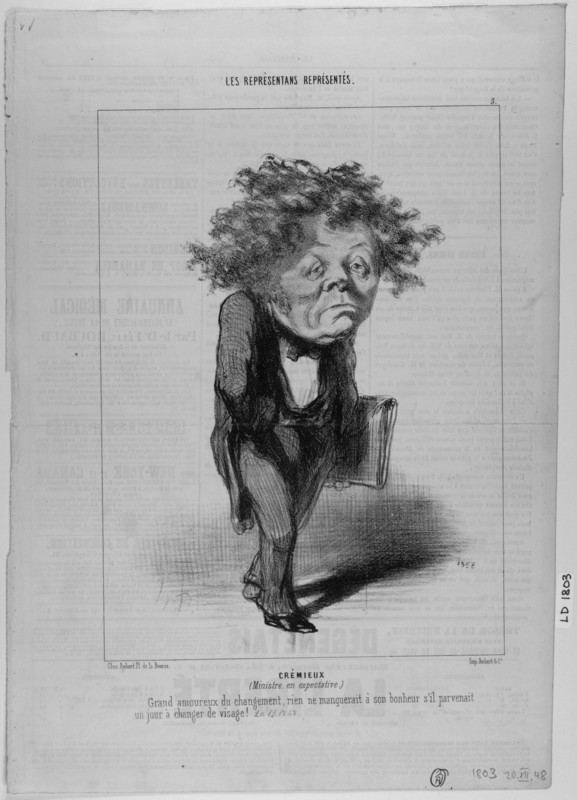 caricature of Adolphe Crémieux by Honore Daumier
