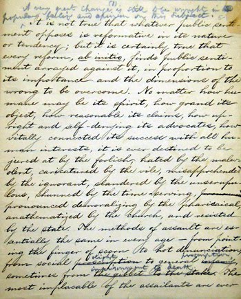 A handwritten page about public reform