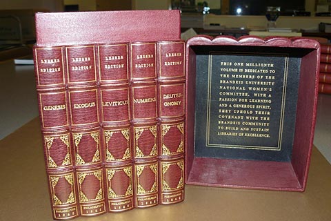 The Millionth Book added to the Brandeis Library: Leeser translation of  the Bible, Law of God, 5 volumes