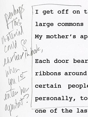 Typed page with handwritten comments