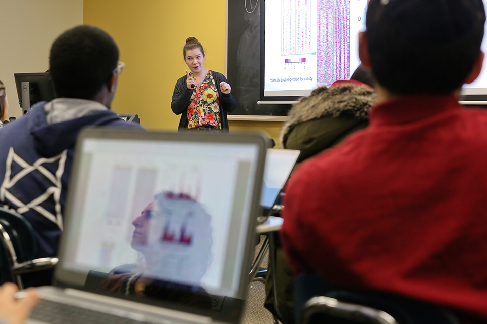 Student presenting in Paul Garrity's class