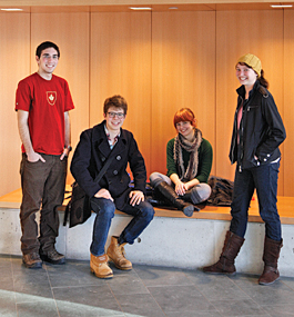 Undergraduates Sam Porter ’14, Jessie Stettin ’13, Dorian Socnick Wiliams ’13 and  Cecelia Watkins ’11 proposed initiatives to reduce energy consumption.