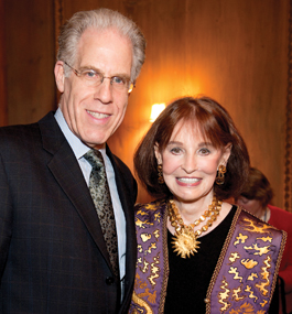 Alumni Association President Allen Alter '71 hosts Gloria Vanderbilt at Brandeis House.