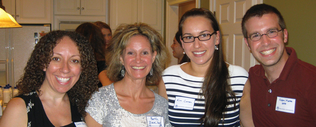 Photo of Sara Goldfarb ’99, Beth Zweibel ’88, Kim Cohen ’06 and Adam Marks ’06