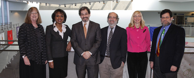 From left: Robin Feuer Miller, Anita Hill, Provost Steve A.N. Goldstein, Irv Epstein, Michaele Whelan, and Dan Perlman.