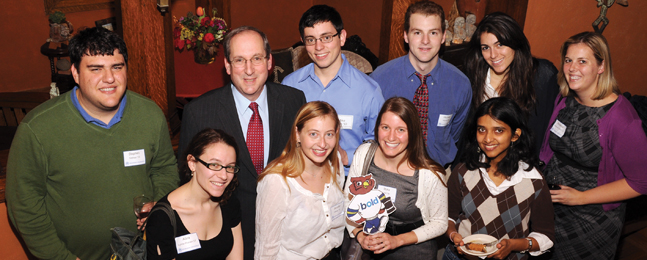 Photo of alumni and Flat Ollie in Chicago