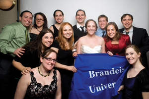  (from left): front, Ilana Apelker ’02 and Alana Karpoff ’02; middle, Amy Sulds ’01, Beth Landes Fishman ’02, Eve, and Nili Epstein Friedman ’02; back, Hal Schneider ’02, Liliana Kualapai ’03, Janna Rosenberg ’02, David Mayman ’02, Eitan Friedman ’02 and Michael Berger ’02. 