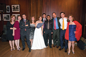A number of Brandeisians were on hand to see Rebecca Weinstock ’02 marry David Dagan ’02, MA’03, at the Evergreen Museum and Library in Baltimore on Oct. 14, 2012. 