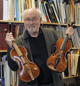OLD FRIENDS: Stepner with a period violin (left) and a modern one.