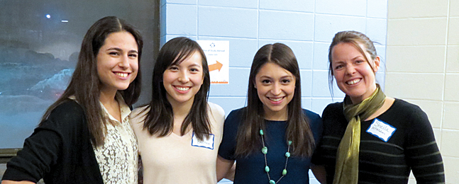 From left: Sam Daniels '16, Ava Blustein '15, Victoria Jonas '15 and Sheila McMahon.