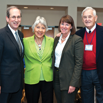President Frederick Lawrence with Mary Ann, Lisa and Stanley. President Frederick Lawrence with Mary Ann, Lisa and Stanley.