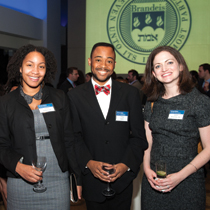 Lamia Harper ’12, Philip Geter and Sarah McGinley ’06 chat after listening to Lieberman’s remarks.