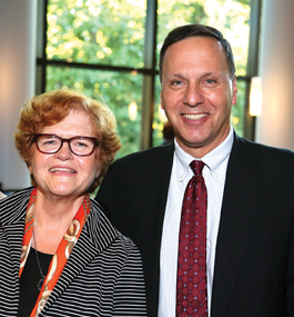 Deborah Lipstadt, MA’72, PhD’76, with President Ron Liebowitz 