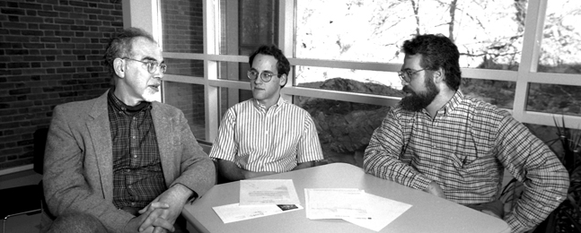 Lisman (left) with colleagues in 1995.