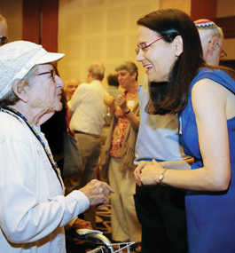 Adaire Klein with Jessica Liebowitz at a Jerusalem reception.