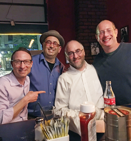 Alumni friends at a bar in Jerusalem.