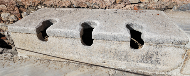 Roman toilets in the ancient city of Ephesus (today part of western Turkey).